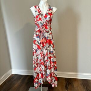 Maaji Womens One Size Ariel Kimono Floral Print Long Ruffle Wrap Dress Cover up